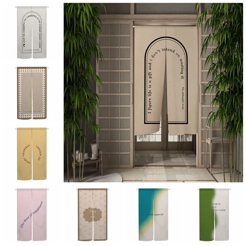 

Noren Japanese Style Door Curtain Simple Pattern Bedroom Kitchen Cafe Sushi Shop Entrance Hanging Half-Split Doorway Curtain