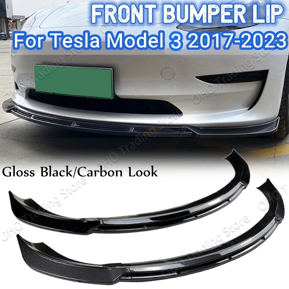 

Maxton Style Front Bumper Lip Splitter For Tesla Model 3 2016 2017 2018 2019 2020 2021 2022 2023 Lower Diffuser Body Kit Spoiler