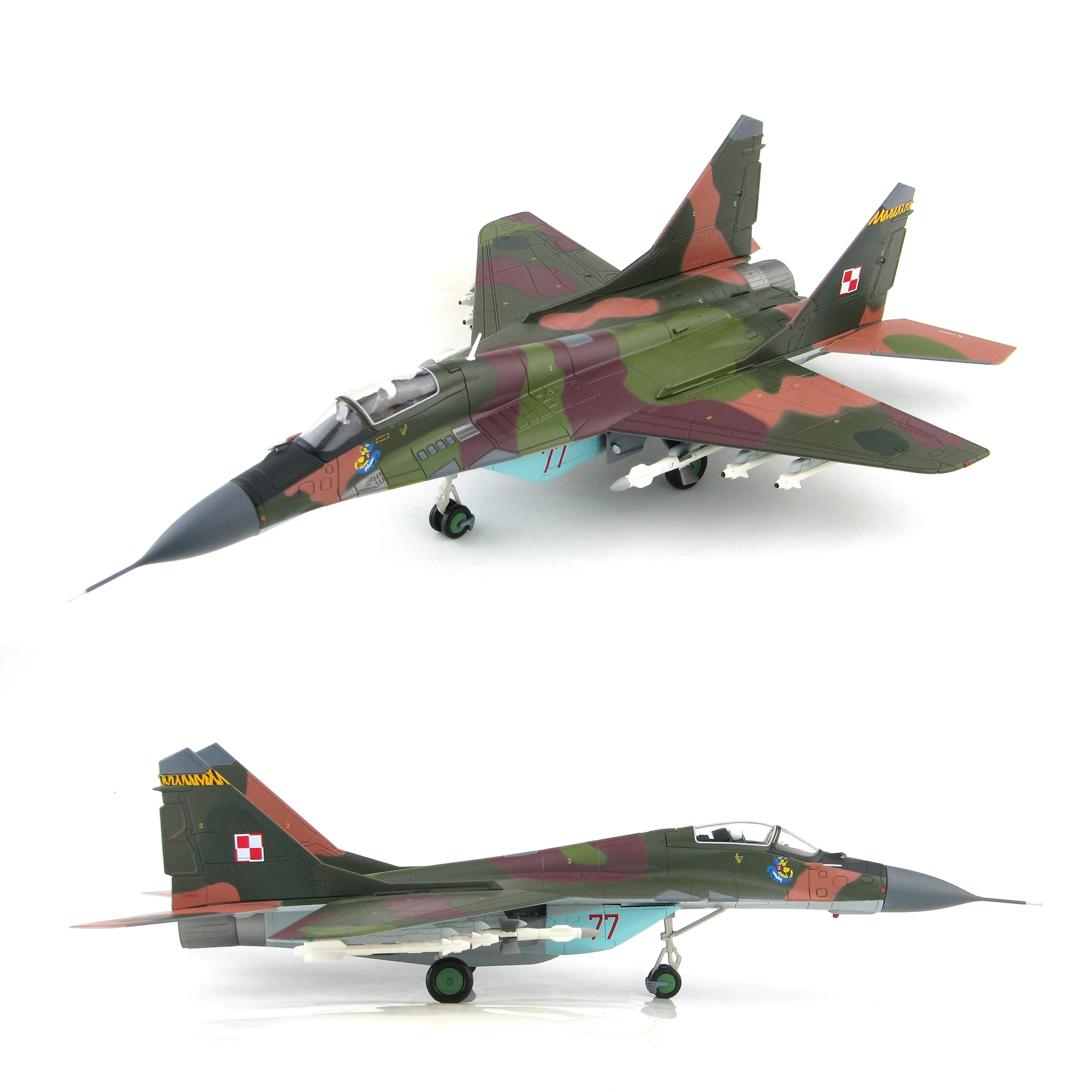 1/72 HA6512 Polish MIG-29A Fulcrum fighter model No. 77 1st Fighter Aviation Regiment 1996 Alloy airplane model