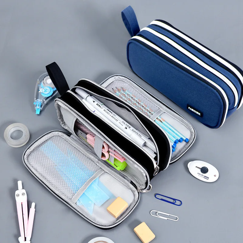 

3 Compartment School Pencil Case Pouch Large Pen Bag Pencil Cases for Girls Stationery Desk Organizer Back to School Supplies
