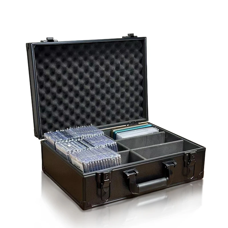 Aluminum Alloy Trading Card Storage Box, 6 Rows Trading Card Case For Sports Card Holders Toploaders Storage Case