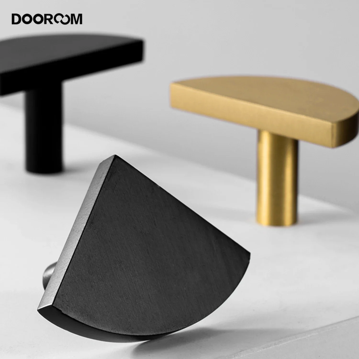 

DOOROOM Brass Cabinet Knobs Handles Simplicity Gold Fan Wardrobe Dresser Cupboard Cabinet Drawer Shoe Box Knobs Hooks Door Pull
