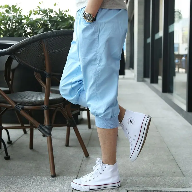 Casual Cropped Pants Men's Small Feet Casual Pants Cotton Shorts Versatile Loose Sports Harem Pants