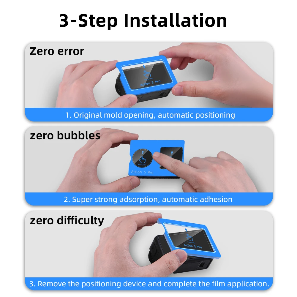Flymile Displayschutzfolie für DJI Action 5 Pro, Kameraobjektiv-Bildschirm, AR, kratzfeste Folien mit installiertem Werkzeugzubehör – Detail 10
