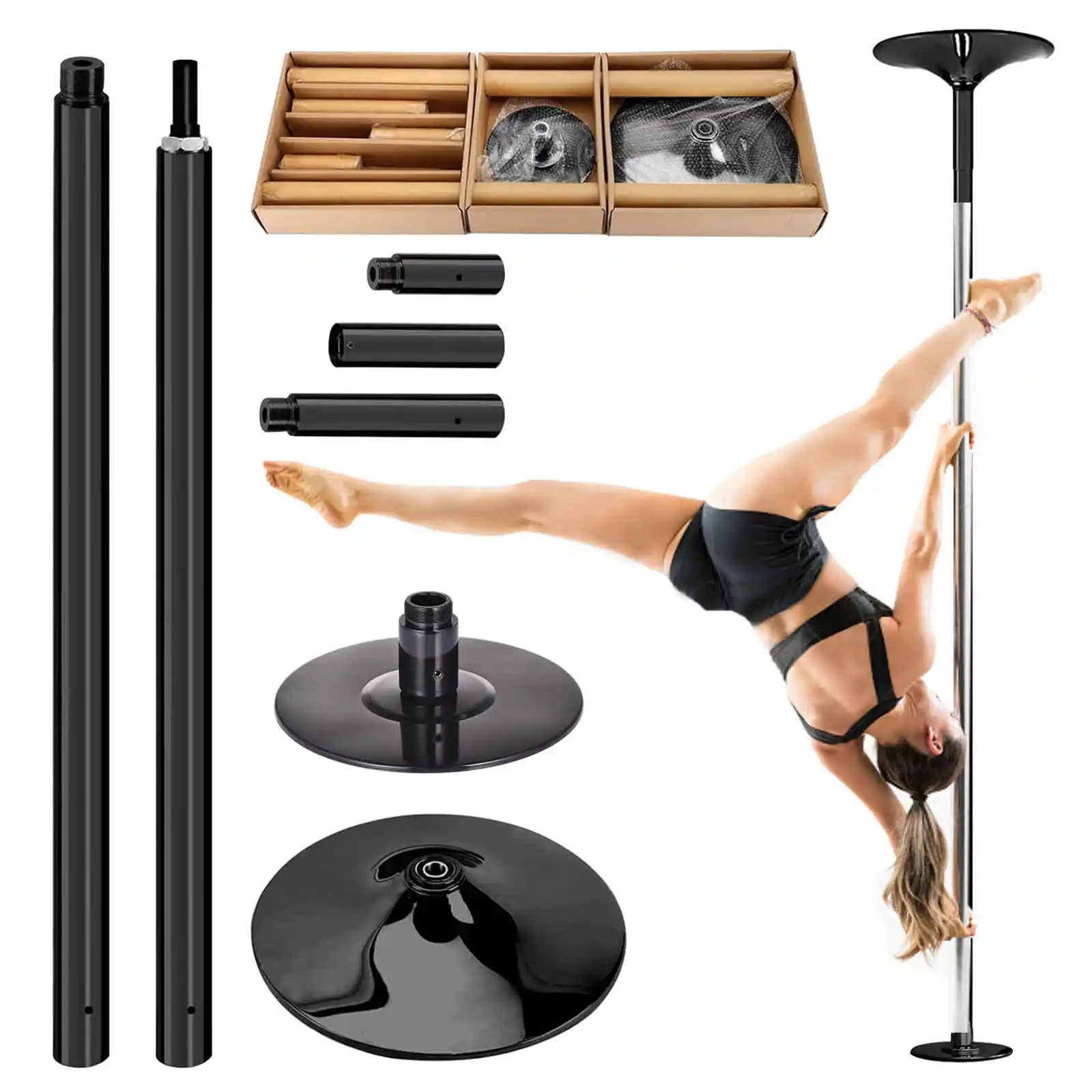 

Регулируемая танцевальная палка диаметром 45 мм — вращающийся/статический режим, прочная сталь, идеально подходит для домашних тренировок