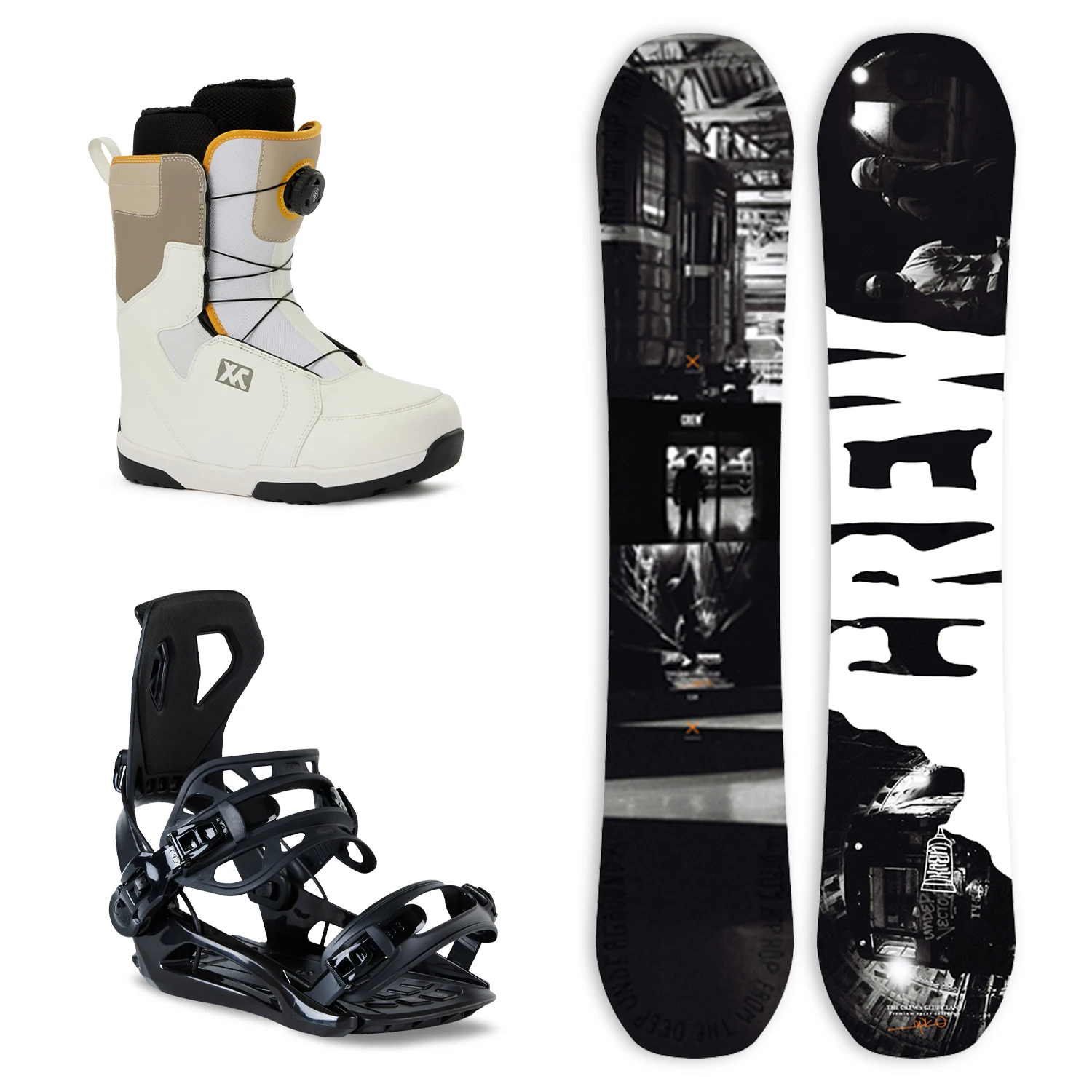 

Men's Complete Snowboard Package Camber True Twin Carved Snowboard Bindings Boots for All Terrain Best for Beginner