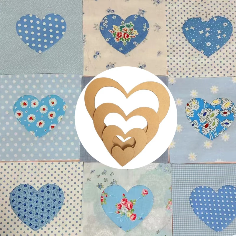 Cute Heart-Shaped Patchwork Quilting Template, Made of Transparent Acrylic Material That Can Be Peeled Off, Reusable, Suitable for Making Heart Patterns and Similar Designs