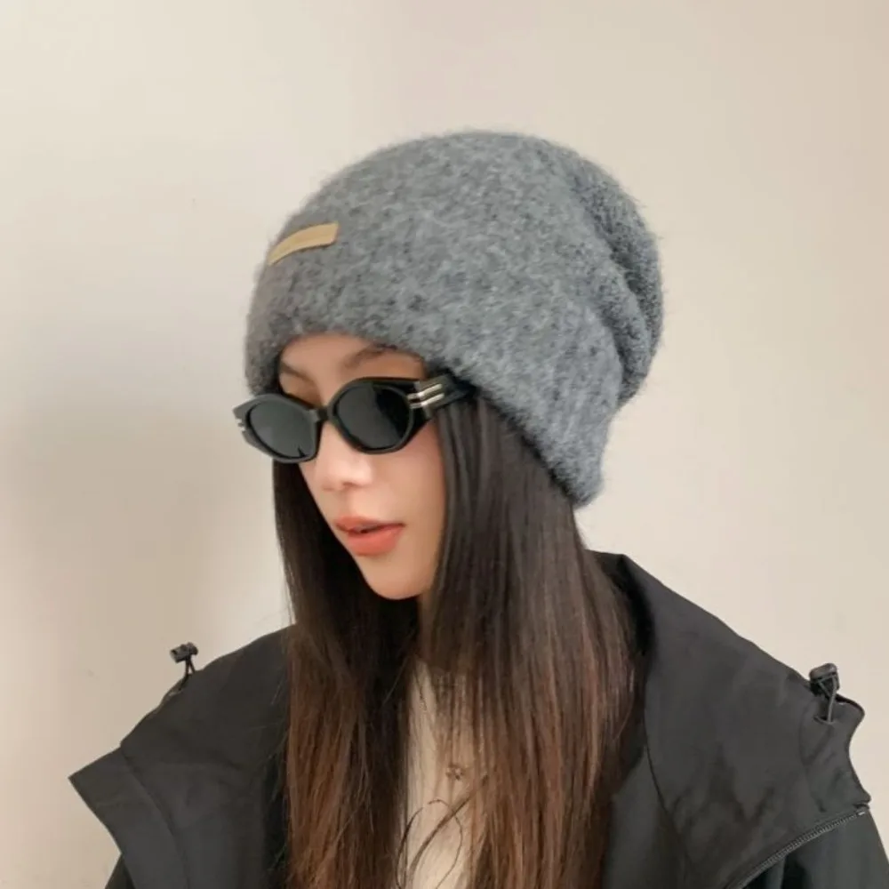 Jersey de punto de estilo coreano para hombre y mujer, gorro de lana de felpa de Color sólido suave, gorro cálido sin ala que combina con todo, regalos