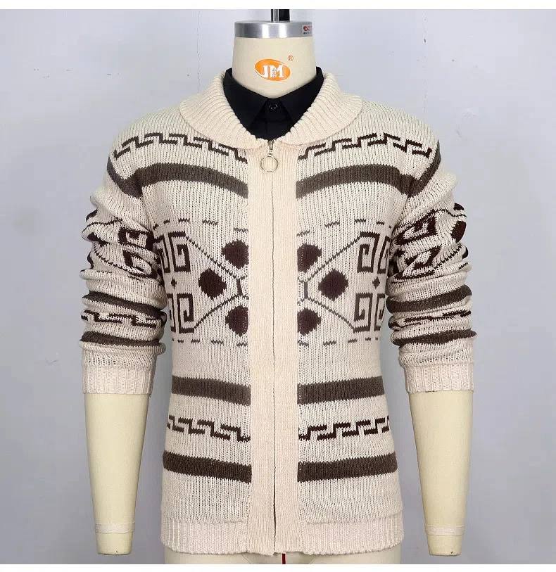 Herren Herbst Winter Mode Strickjacke Jacke Slim Fit Langarm Strickpullover mit stilvollem Revers Design lässig elegant Out – Detail 16