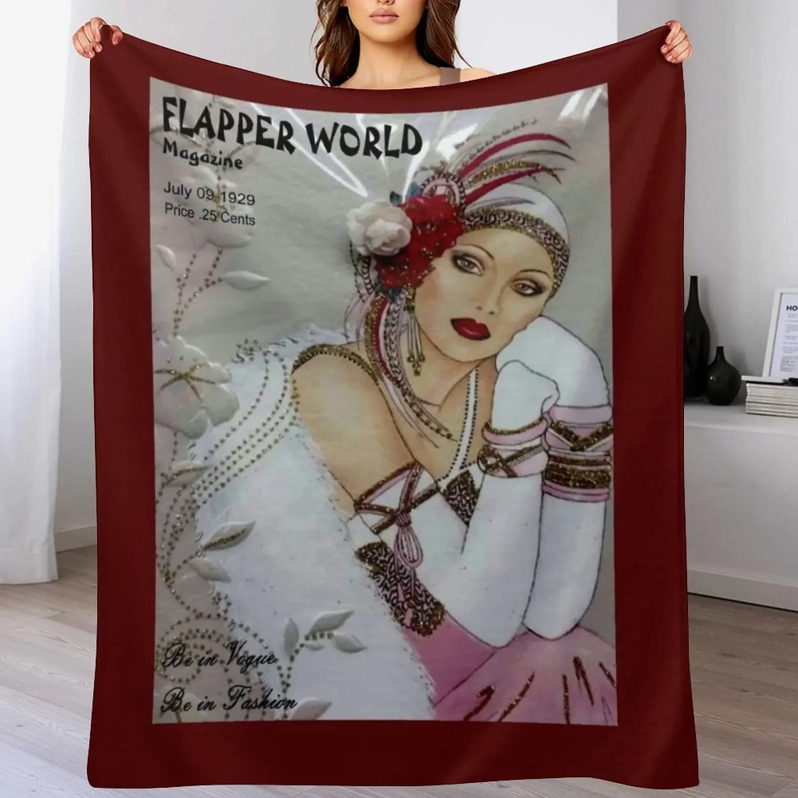 

FLAPPER WORLD : Vintage 1929 Fashion Magazine Advertising Print Throw Blanket Giant Sofa Baby Extra Large Throw Blankets
