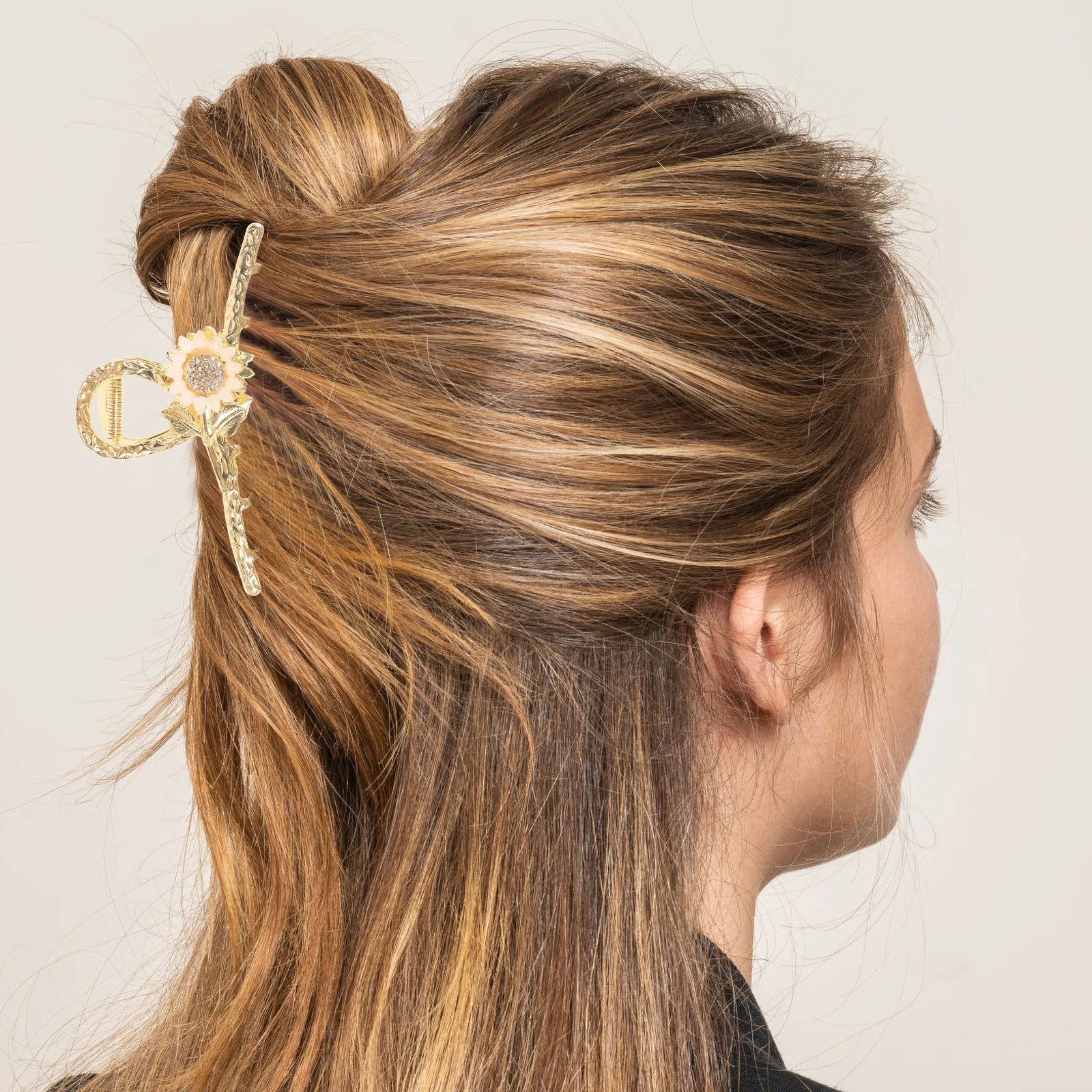 

2Pcs Sunflower Shiny Decor Metal Jaw Clips Nonslip Hair Accessories for Women Elegant Styling Tool Hair Claw Clips