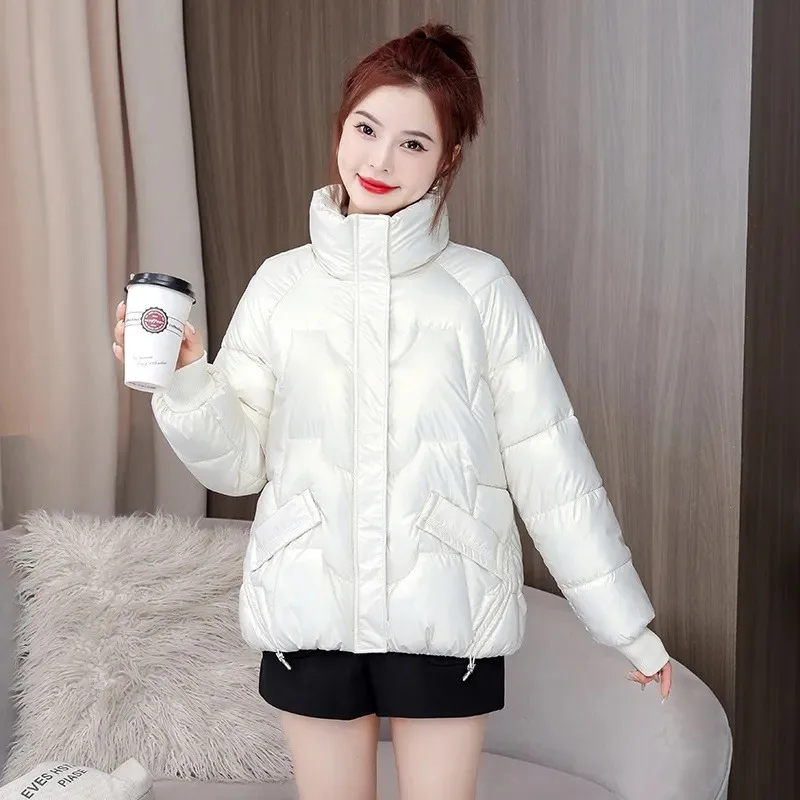 2023 New Women Winter Parkas Thick Warm Short Jacket Cotton Snow Wear Padded Parka Basic Coat Female Outerwear