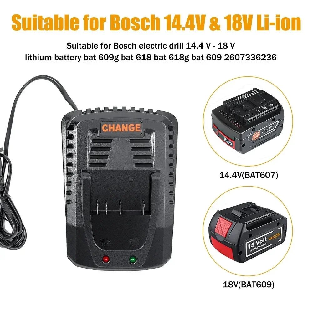 3A Li-ion Battery Charger For Bosch 14.4V 18V Battery BAT609 BAT609G BAT618 BAT618G Charger AL1860CV AL1814CV AL1820CV