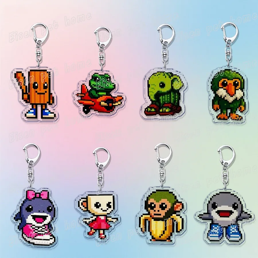 Italian Brainrot Pixel Meme Keychains Llavero for Accessories Bag Cute Cartoon Tung Tung Tung Keyring Jewelry Friends Fans Gifts