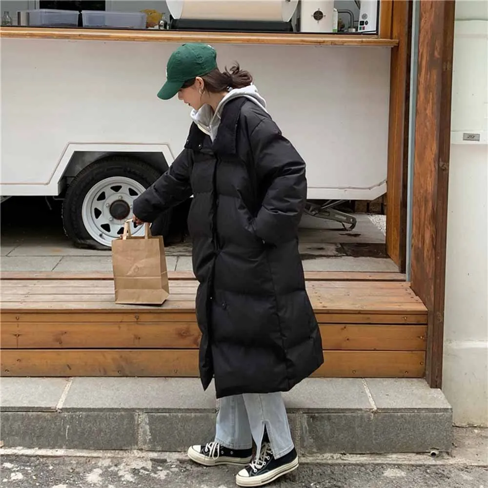 Winter Parkas Coat Jacket Womens Coat Cotton-Padded Jacket Women Parka Long Sleeve Solid Color Warm Loose Long Puffer Jackets