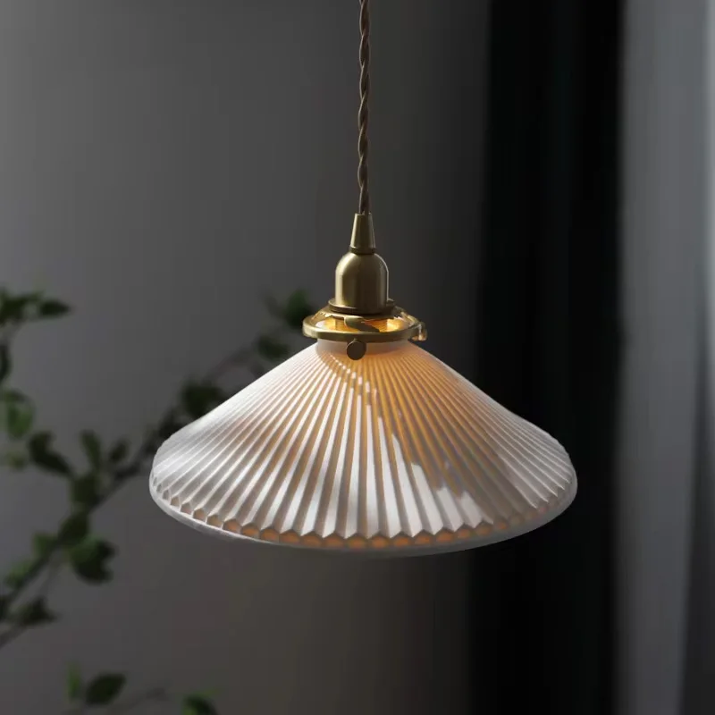 

Janpanese Style Ceramic LED Pendant Lighting Fixture E14 Copper Socket Bedroom Living Room Light Nordic Modern Hanging Lamp