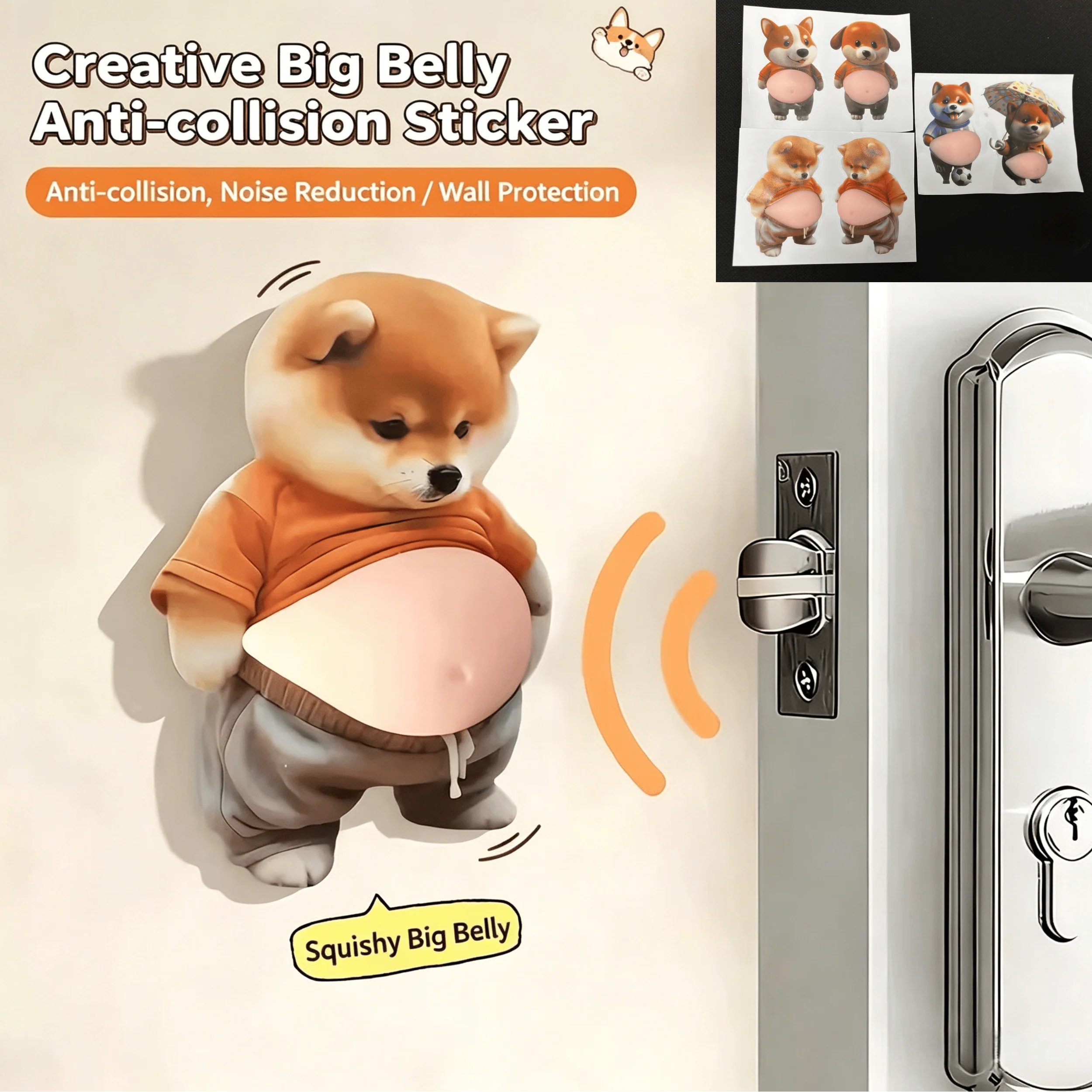 

6Pcs 3D Dog & Cat Belly Mochi Squishy Stickers, Stress Relief Fidget, Cute Squeeze Toys for Kids Party Favors, Classroom Gifts, School Rewards, Fun Gift for Adults & Kids, Silicone Puffy Car Door & Wall Buffers, Valentine's Day & Easter.