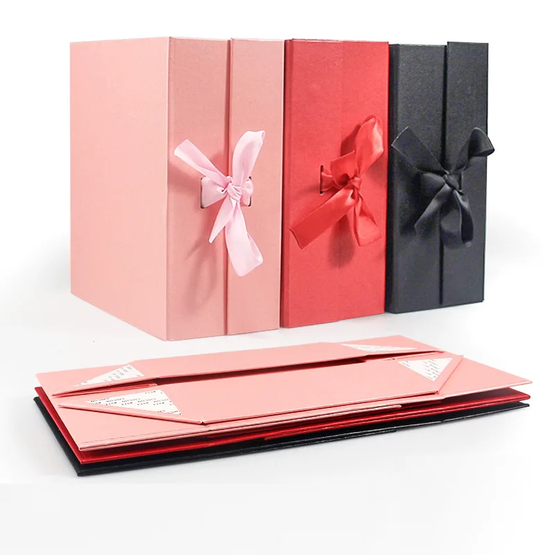 20Pcs/Lot Pink Red Black Magnetic Gift Packaging Boxes Luxury Paperboard Gift Boxes Folding Rigid Box Hair Wigs Wedding favor