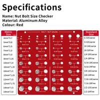 Nut and Bolt Thread Checker- 28 Bolt Size and Thread Identifier Gauge and 8 Size Aperture GaugeImperial Metric Measuring Tool