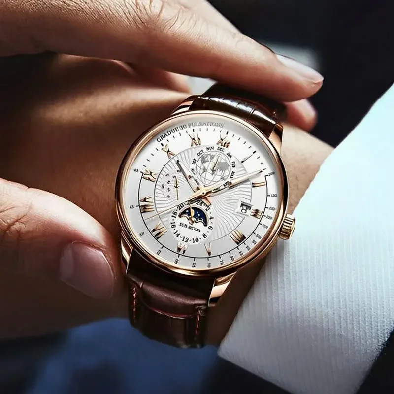 2025 Men Watch Fashion Top Luxury Sport Men's Wristwatch Waterproof Luminous Leather Date Quartz Watches Man Clock