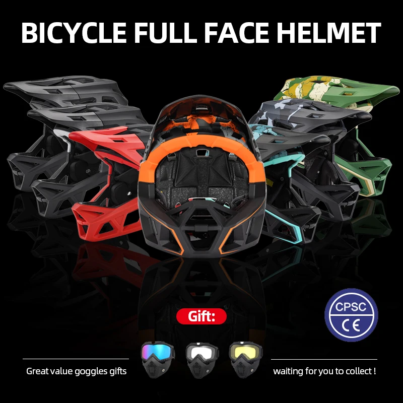 

Professional Full Face Cycling Helmets with Goggles XC / Off-road / Downhill Racing Bicycle Helmet Mtb Men's Motorcycle Helmet