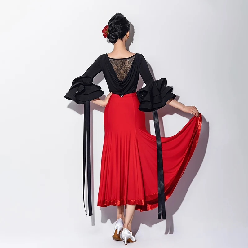 Ballsaal Latin Dance Zubehör Modern Dance Arm Zubehör Schwarz Blume Manschette Band Wettbewerb Flamenco Dance Wear DN21435