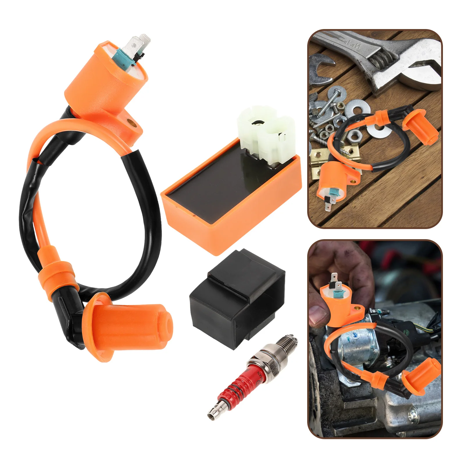 

1Set Ignition Coil Spark Plug Kit for 50-150Cc Atv Scooter Go Kart High Performance Reliable Ignition Replacement Racing Engine