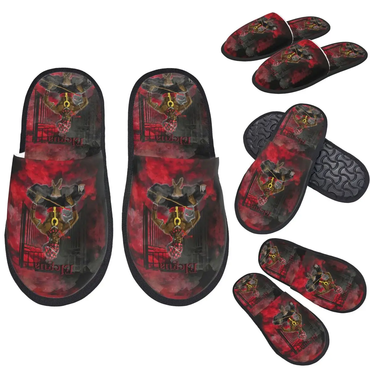 

Custom Elegua Owner Of The Crossroads Slippers Memory Foam Warm Soft Women House Slipper Bedroom Comfy Shoes