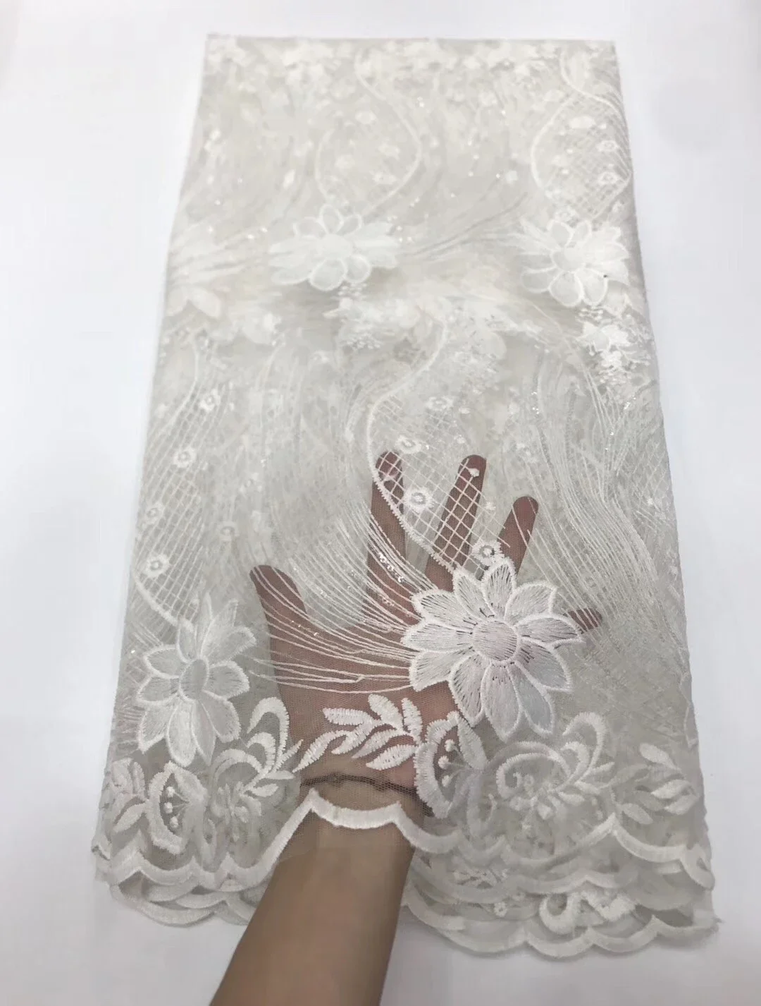 

African Lace Fabric 2021 Embroidered Nigerian Lace Fabrics High Quality French Tulle 3D Lace Fabric For Women Dress
