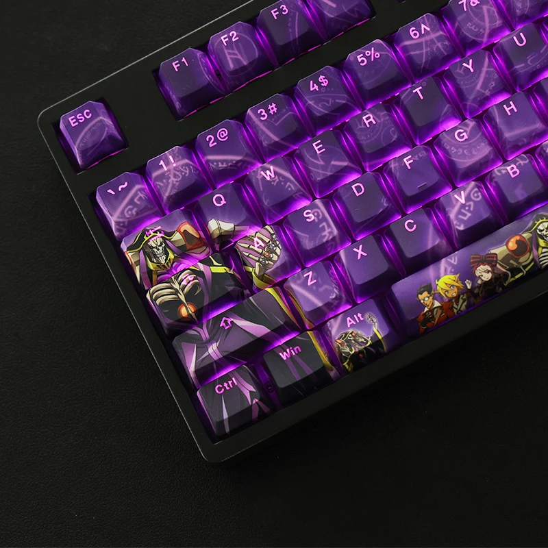 Imagem -02 - Anime Overlord 108 Keycap Pbt Sublimação de Tinta Transmissão de Luz Perfil Cereja mx Interruptor de Eixo Cruzado para Teclado Mecânico