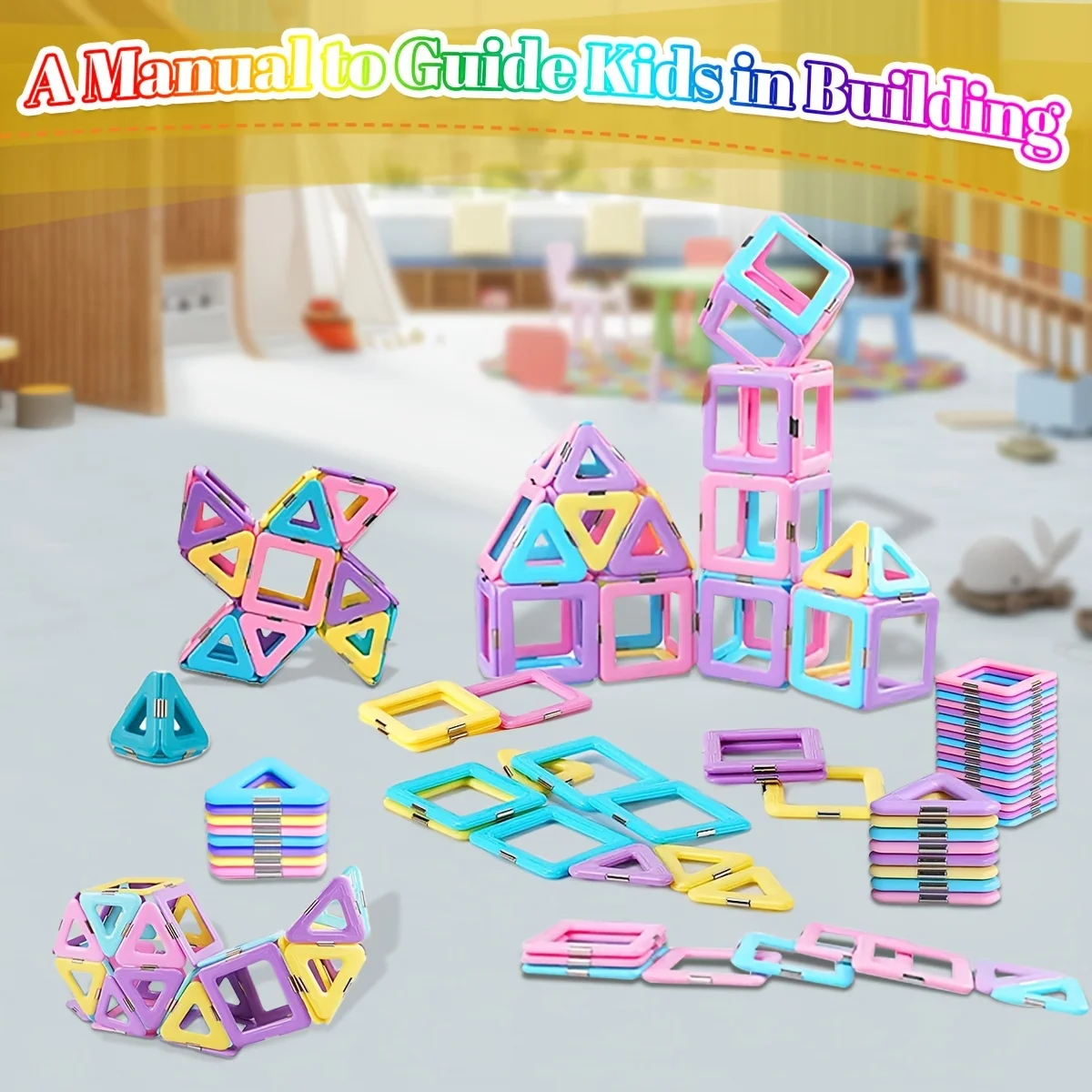 مجموعة ألعاب مكعبات بناء مغناطيسية كبيرة، لون معكرون مبتكر، هدايا إبداعية لعيد الميلاد/عيد الميلاد/العام الجديد للأولاد والبنات