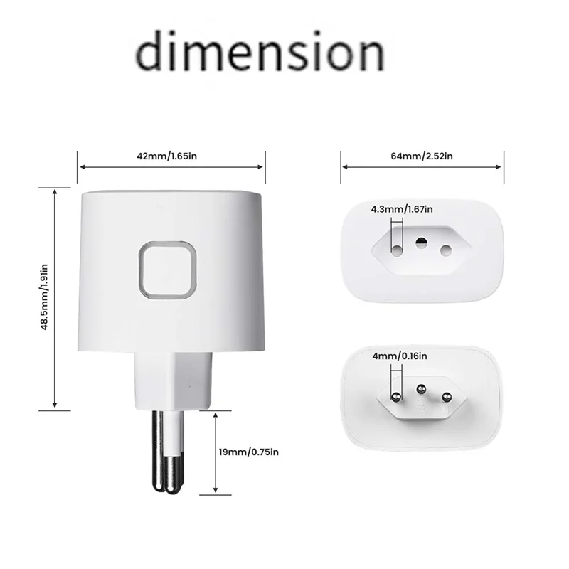 SQPP-16A Smart Plug Tuya Brazil Versi Soket Pemantauan Listrik Tahan Api Suppert Forsamrt Kontrol Aplikasi ZIGBEE BR Plug