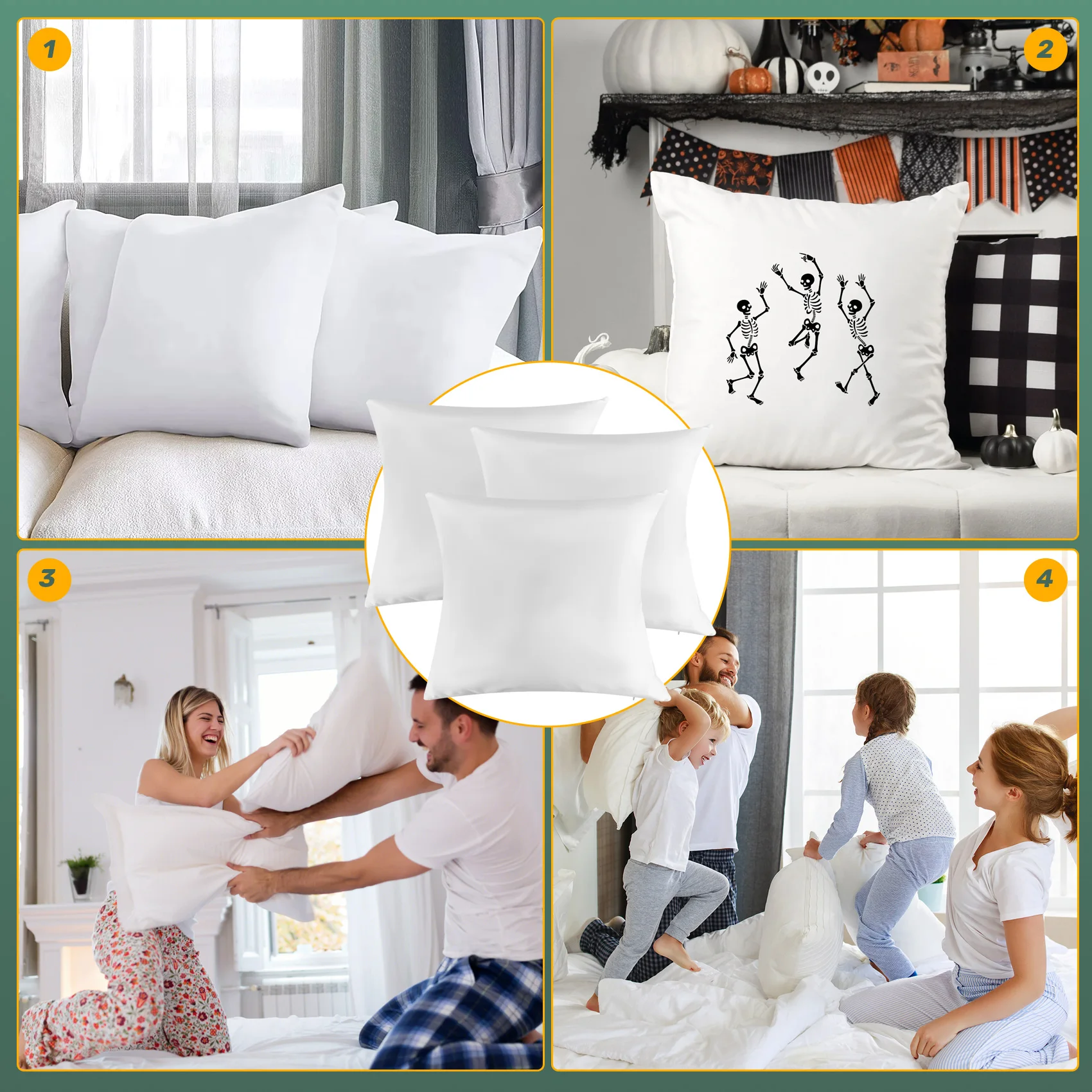 ABFS 40X40 White Plain Sublimation Blanks Pillow Case Cushion Cover Pillowcase for Heat Transfer Press As DIY Gift 10Pcs