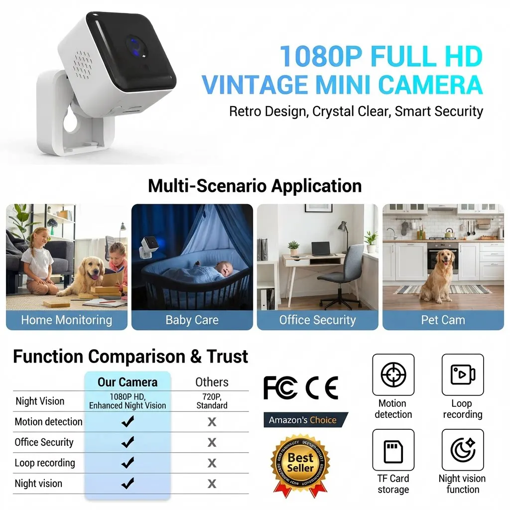New Window Camera 1080P HD Wireless WiFi Camera Night Vision Remote Monitoring Device Intelligent Home Security Surveillance