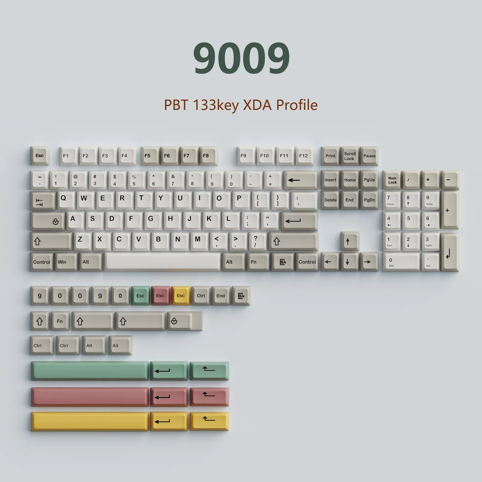 KeysLand XDA PBT 염료 서브 키캡, 126/133 키, 9009 레트로, 체리 Mx 스위치 기계식 키보드, FEKER IK75 PRO GMK 클론용