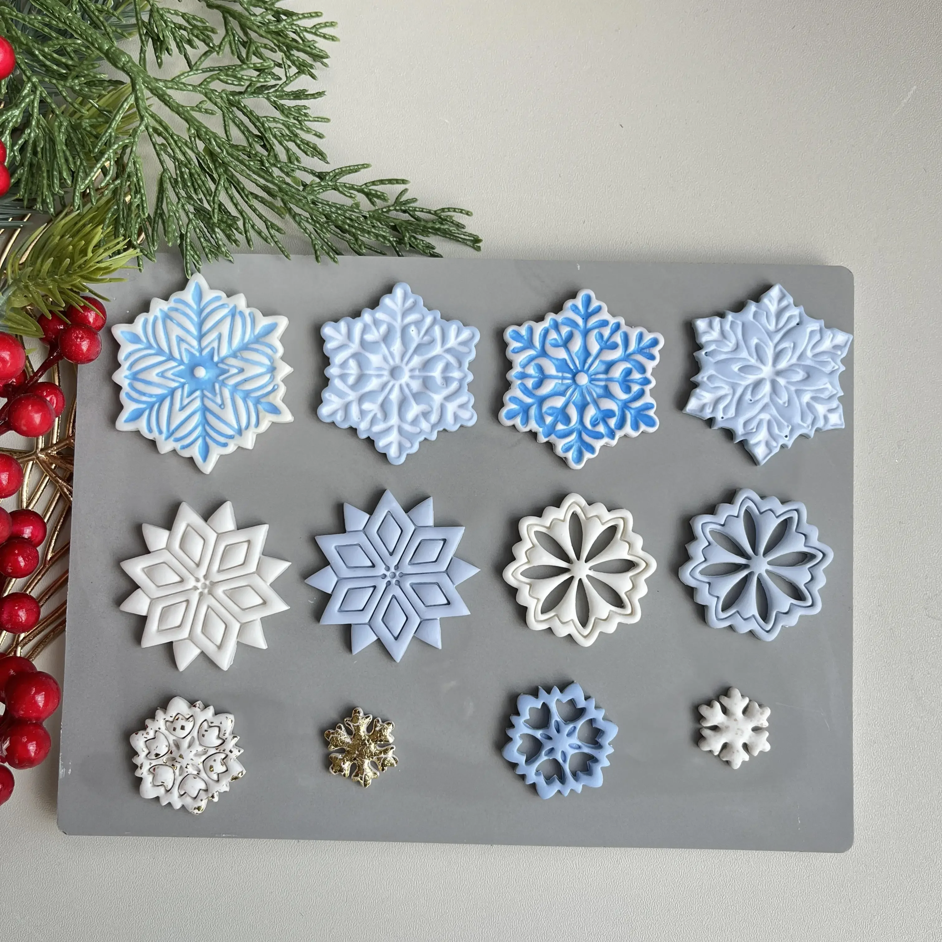 Unique shape snowflake / Christmas series / openwork mold / clay mold DIY earrings making clay cutting mold soft clay tool