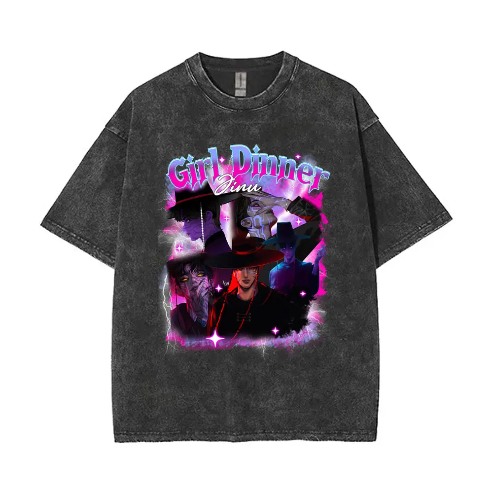 

Famous Movie Kpop Demon Hunters Saja Boys Vintage Washed T-shirt Men Women Clothing Cartoon Fashion Brand T Shirts Streetwear