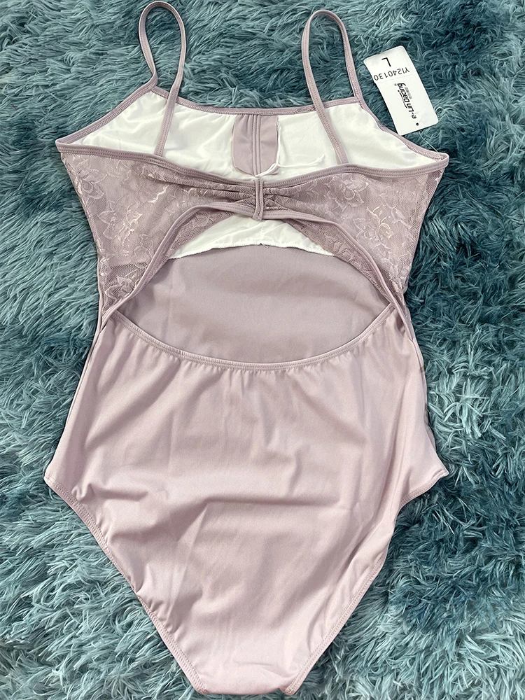 Балетные трико для женщин, пояс для собора, танцевальная одежда для девочек и взрослых, хлопковая кружевная танцевальная одежда, черный гимнастический боди