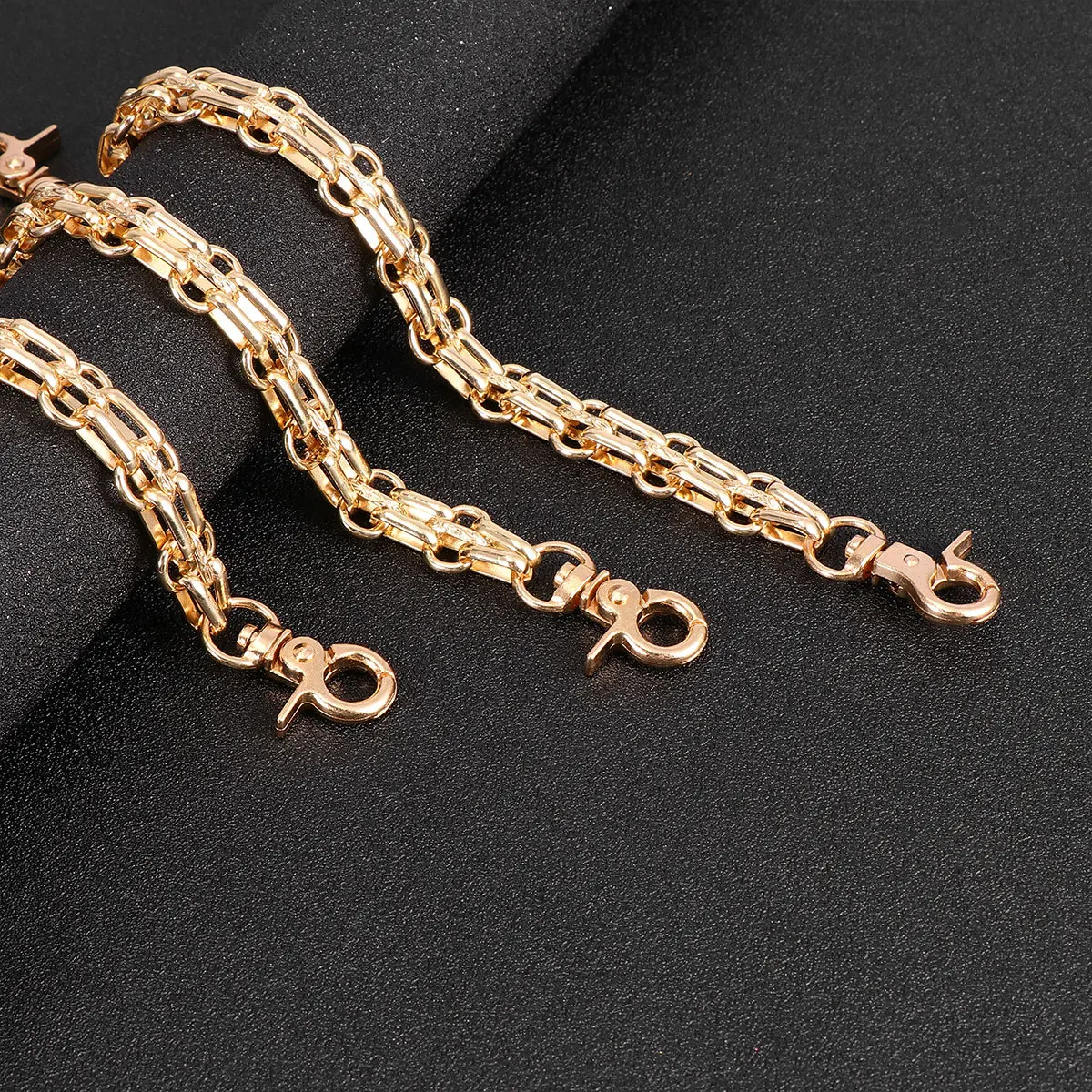 3 قطعة 26 سنتيمتر سلسلة سبائك ثلاثة صفوف للحقائب سهلة التركيب المزدوج نهاية مشبك خفيفة الوزن دائم حقيبة يد استبدال الأشرطة الفضة #5