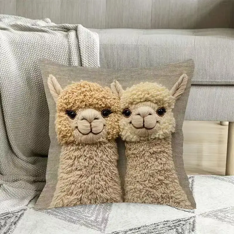 Cute Alpaca Printing Pillowcase for Home Office Hotel Sofa Decorations Kawaii Kids Adult Cushion Cover Pillow Cases 45cm