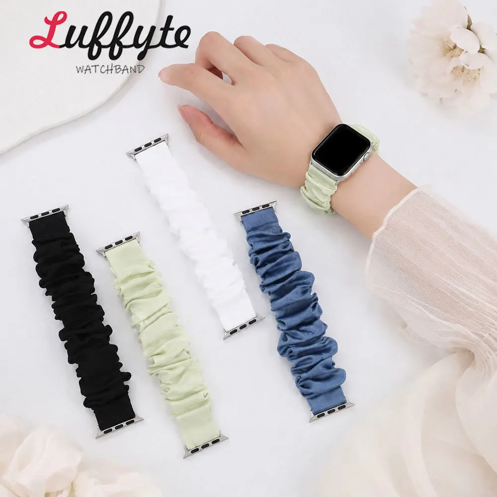 Women Soft Comfortable Watchband for Iwatch 38-49mm for Apple Watch Series 1-11 Ultra SE 3 2 1 Elastic Scrunchie Wrist Strap