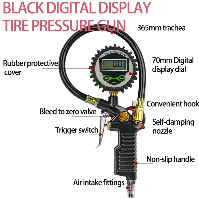 Цифровые электронные часы для измерения давления в шинах, надувной пистолет для измерения давления воздуха