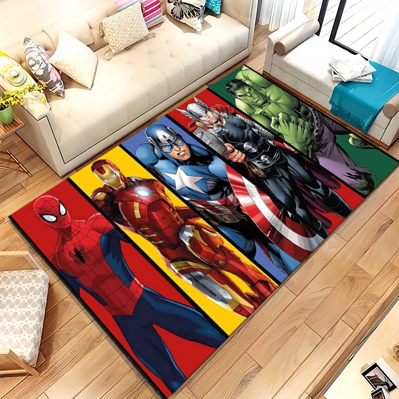 Tapis antidérapant Marvel Avengers Spider Man, tapis doux pour salon, chambre à coucher, salle de jeux pour enfants, canapé, décoration de la maison, paillasson