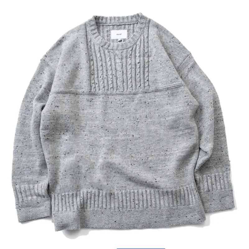 Autumn and Winter Vintage Personality Colored Cotton Fried Dough Twists Knitting Wool Sweater Loose Casual Pullover for Men