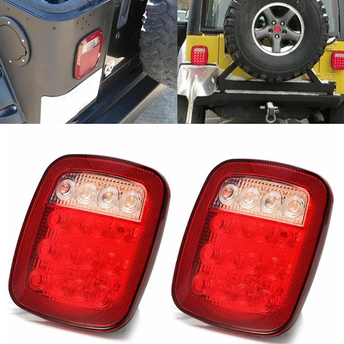 Imagen 2 del producto 2 uds 16 LED luz trasera Universal luz de freno de marcha atrás para Jeep Wrangler YJ TJ CJ JK camión remolque caravanas lámpara trasera