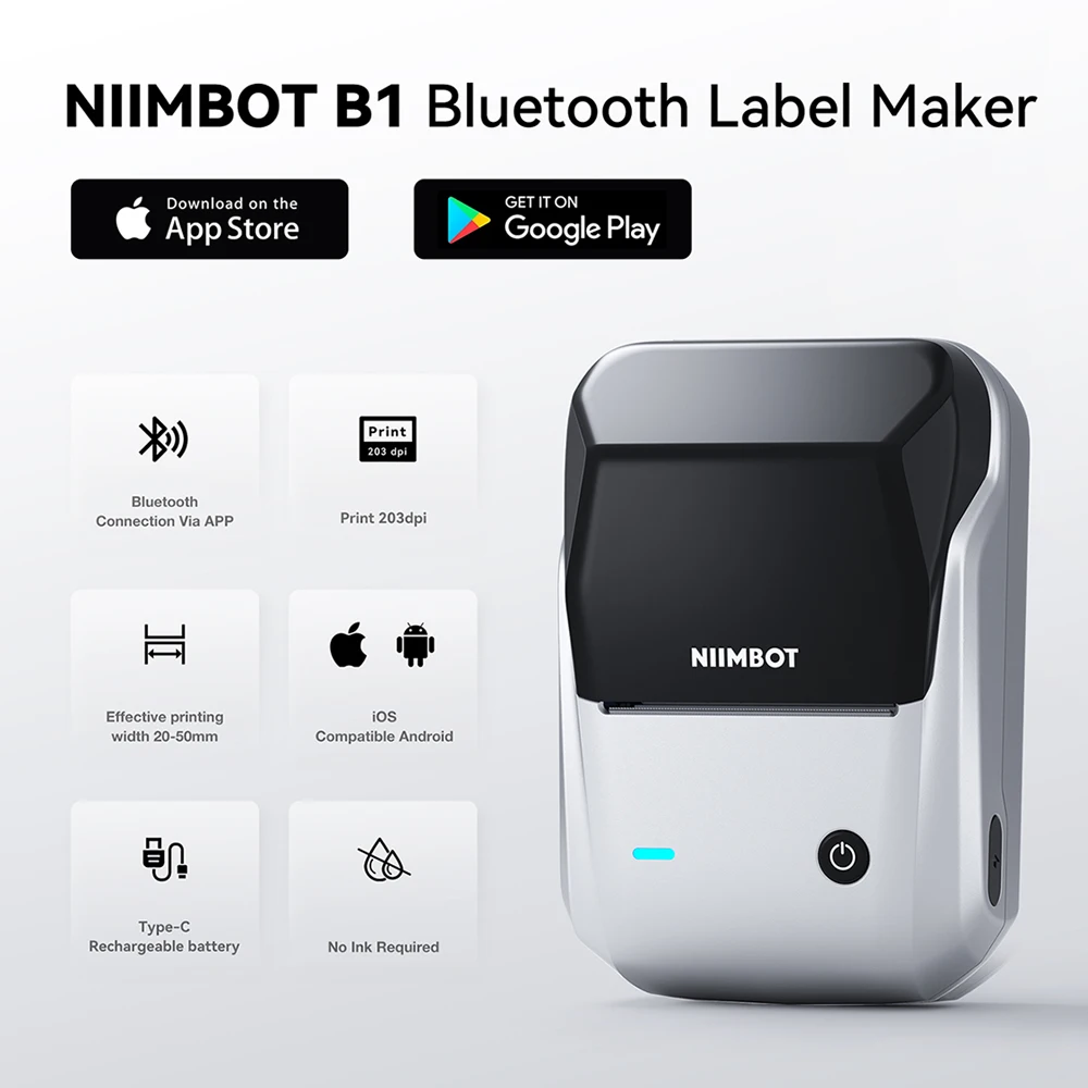 Niimbot B1 صانع الملصقات اللاسلكية سماعة لاسلكية تعمل بالبلوتوث ملصق ورق حراري ذاتي اللصق للأعمال والمكتب المنزلي #3