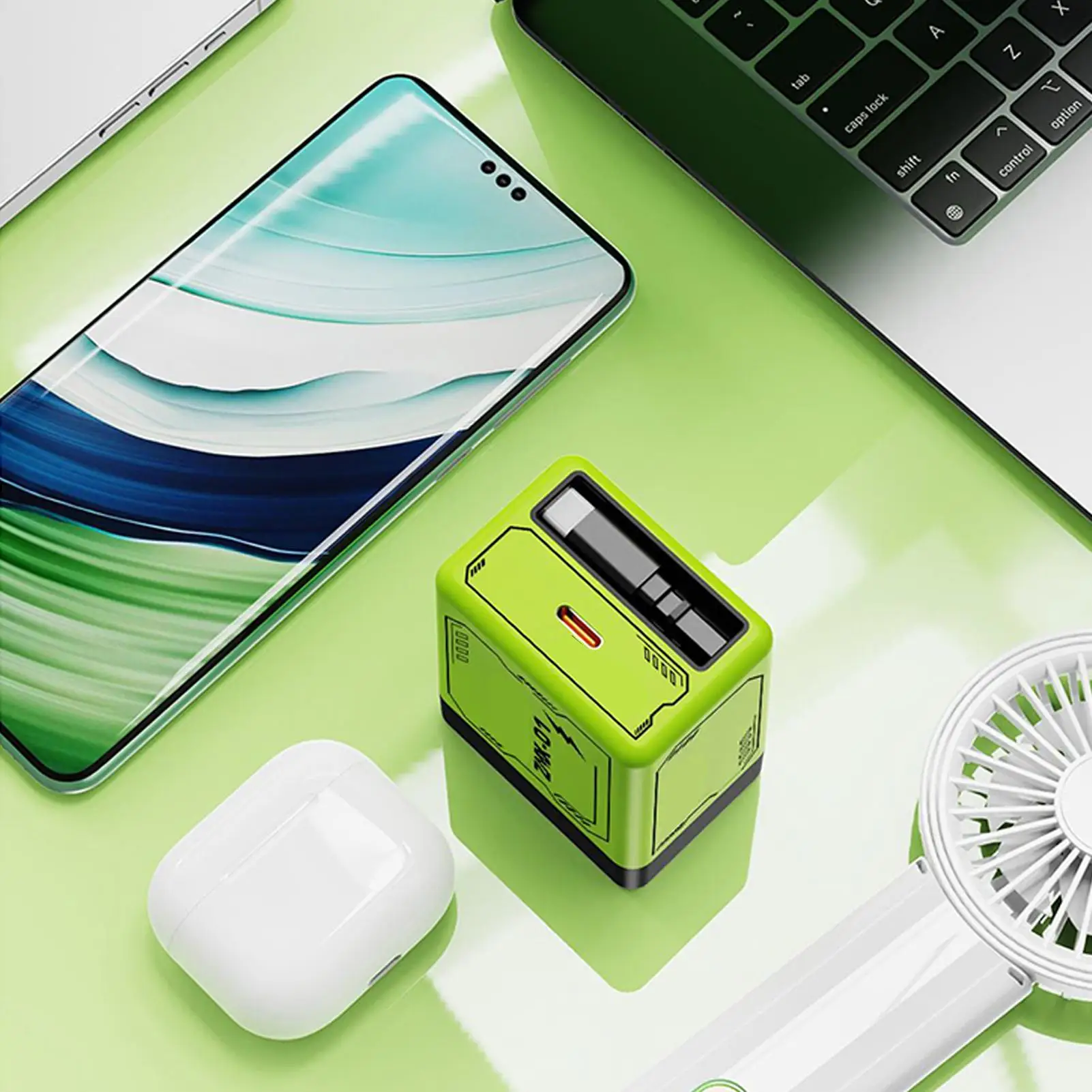 Cargador retráctil de 120W, adaptador de bloque de carga rápida, cargador de pared, adaptador 2 en 1 con estación de Cable tipo C, accesorios para teléfono móvil