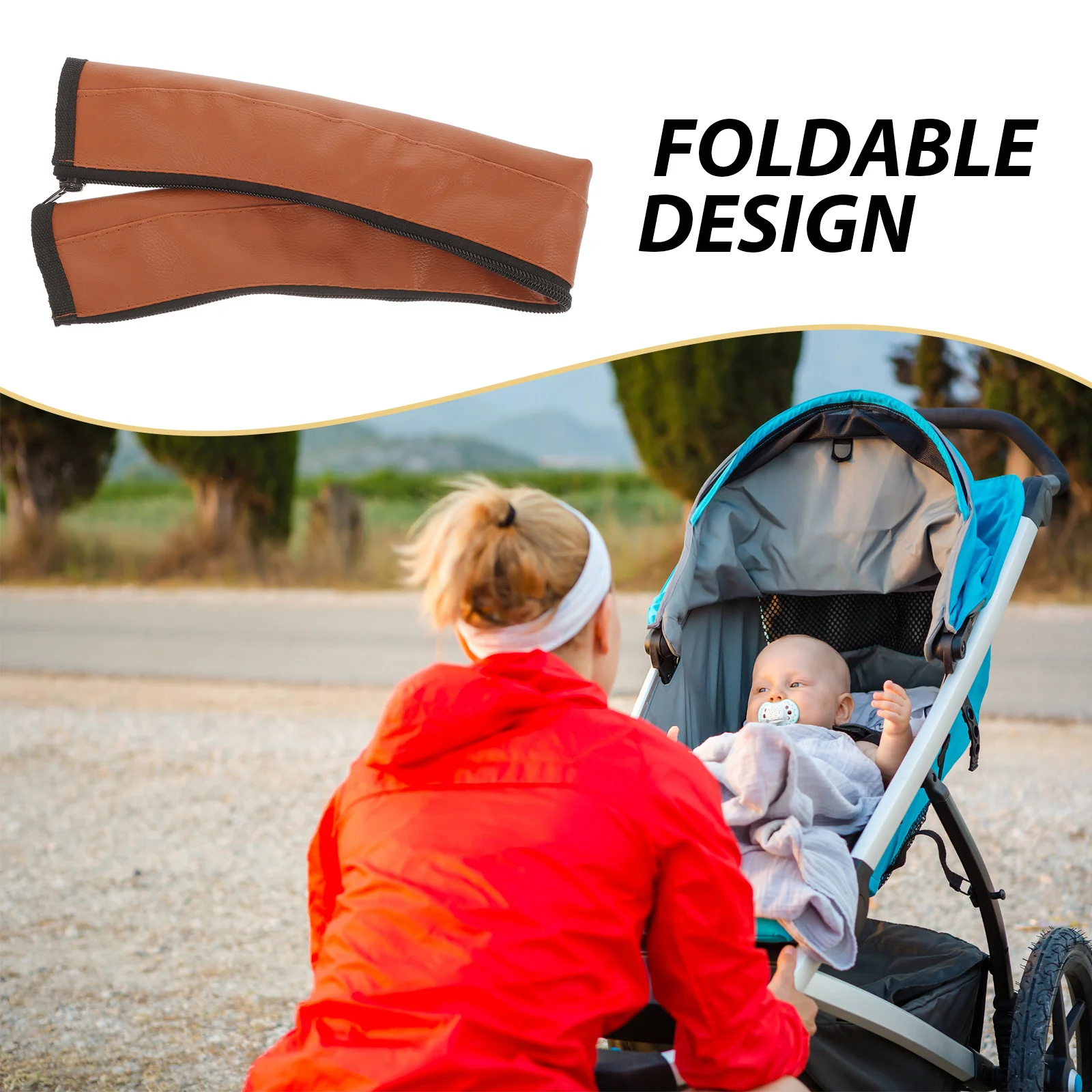 

Stroller Handle Grip Cover Made of Artificial with Zipper Closure Foldable Design for Easy Storage Stroller Handlebar
