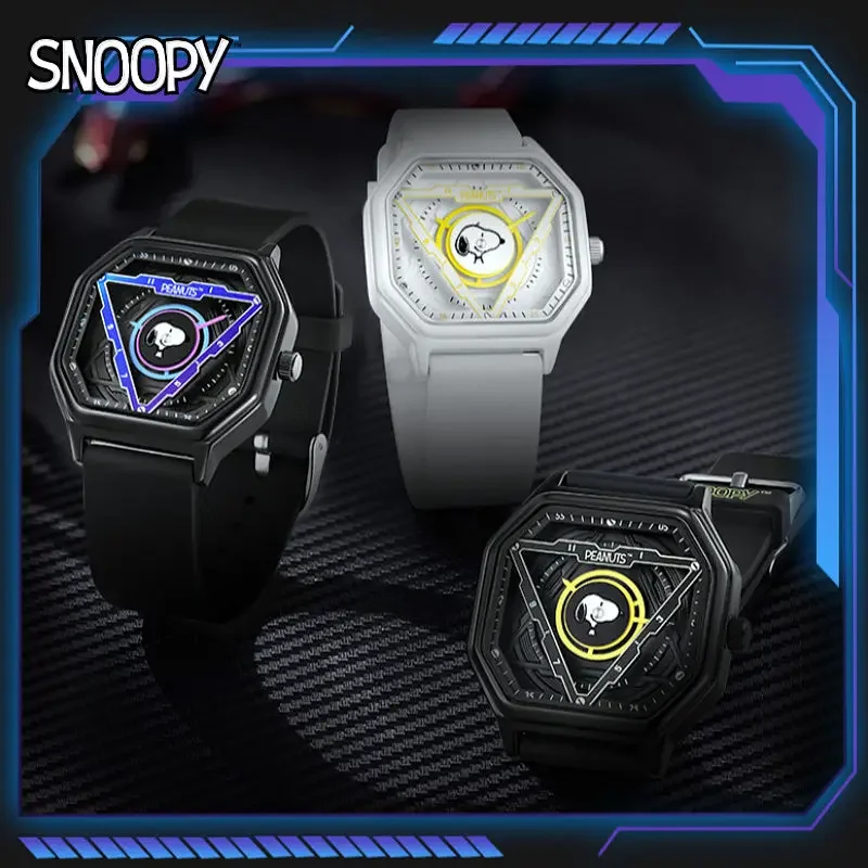 Snoopy men's and women's new funny and interesting cartoon pattern fashion leisure sports black technology cool waterproof watch