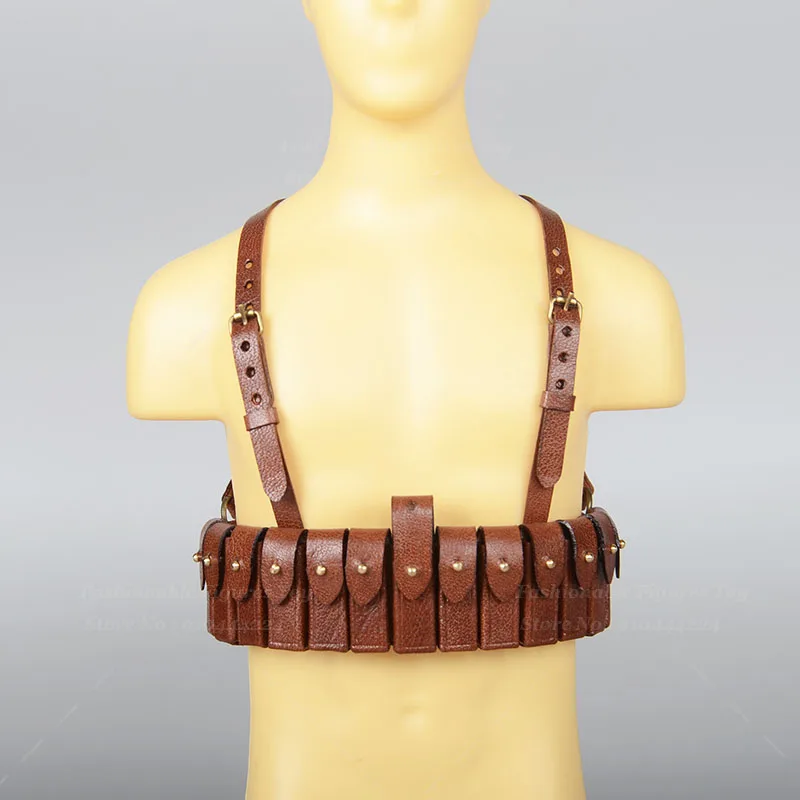 1/6 żołnierz skórzany pistolet maszynowy klatka piersiowa wisząca torba na amunicję pas biodrowy pasek na ramię pasuje do 12-calowych lalek figurkowych